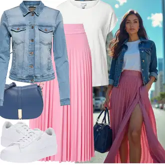 Outfit sa Pink/Ljubičasta Suknja Rich & Royal "Odjeća za jesen"