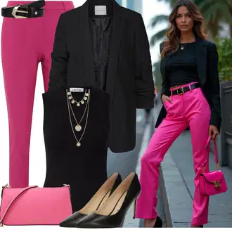 Outfit sa Pink Hlače 3/4 Hlača/7/8 Hlača/Bengalke Hlače/Capri Hlače/Hlače s Prorezom/Skinny Hlače/Uske Hlača/Rastezljiva Hlača/Treggings Pieces "Odjeća za jesen"