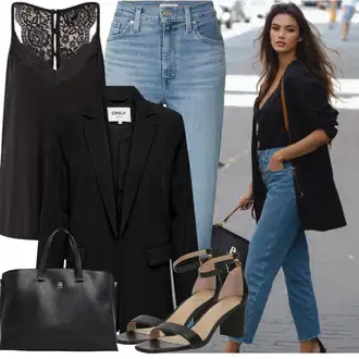 Outfity pro práci Šik so sponou Kůže s Hnědá/Bílá/Černá Sandál Na Podpatku/Sandál s podpatkem/Sandál Na Širokém Podpatku Polo Ralph Lauren "Podzimní outfity"Look: 20 léta, Šik, Elegantní, Cool, Old Money, Chytrý příležitostný