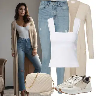 Outfity pro léto Chytrý příležitostný Svatba s Khaki/Béžová/Krémová Kožené tenisky/Letní tenisky/Volnočasová bota/Nízká Teniska/Tenisky s Bočním Zipem/Bota Na Pěší Turistiku/Úzká teniska/Vintage teniska Tamaris "Letní vzhled pro módní ženy"Look: Blokování barev, Venkovní, Chytrý příležitostný, Sportovní, Bar, Svatba, Svátek cukru, Den na pláži, Koncert, Chatky, Galavečer, Škola