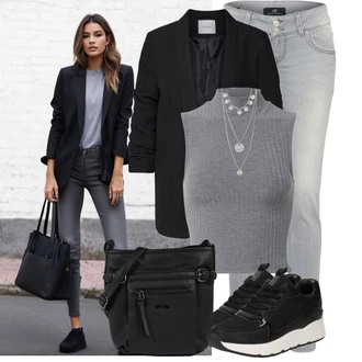 Outfit s Šedá/Stříbrný Jemný Řetízek/Collier/Statement náhrdelník/Bohatě zdobený náhrdelník Pilgrim "Lehký outfit"