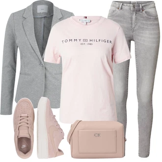 Outfit s Světle šedá/Šedá Kožená bunda/Motorkářské Džíny/High Waist Džínové Kalhoty/Džíny s Rozparkem/Push up Džín/Slim Fit Džíny/Kožené Boty/Termální Džíny/Kožená Pánská Bund/Zimní bunda Only "Skvělý pro volný čas"