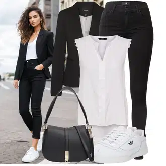 Outfit sa Crna/Tamnosiva Kožna Jakna za muškarce/Kožna Jakna za Muškarce/Kratki Sako/Casual Sako/Elegantni Sako/Sako od smokinga/Pamučni Sakoi/Kožna Jakna/Pleteni Sako/Sako Jakna/Sakoi za Bluzu/Boyfriend Sako VERO MODA "Praktičan look"