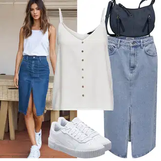 Zapínání na knoflíky Outfit s Šedá/Bílá/Krémová/Hnědá/Khaki Tričko & Top Košilový top/Krátký top/Halenka Bez Rukávů/Top Se Špagetovými Ramínky Only "Nonšalantní look pro volný čas"