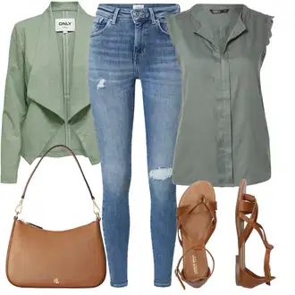 Outfit s Hnědá/Béžová Sandál S T Páskem/Vintage sandál/Páskový Sandál/Gladiátorská sandála/Římská sandála/Letní Bota About You "Skvělý pro volný čas"