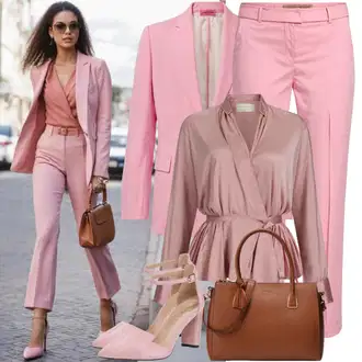 Outfit sa Ljubičasta/Pink Hlače Marlene Hlača/Široka Hlača/Bootcut Hlača/Poslovna Hlača/Lepršave Hlača/Palazzo Hlača/Hlača od Odijela/Hlača od Tvida nife "Odijelo majmuna u rozi"