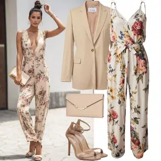 Šik Svatovski gost Outfit sa Bijela/Krem Vjenčanje Kombinezon/Plisirani Kombinezon/Ljetni Kombinezon/Kombinezon s halterima/Elegantni Kombinezon/Kombinezon širokih nogavica Trendyol "Odjevni predmet za ljeto"Look: GoGo, Besprijekorno, Premium, Disko, Jazz, Šik, 70-ich, Seksi, Chic, Običan, Elegantan, Preodjeven, Mokri izgled