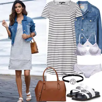 S zakovicama Outfit sa Svjetloplava/Krem/Plava Traper Jakna/Vintage Jakna/Kratka Traper Jakna Zadig & Voltaire "Odjevni predmet za ljeto"Look: Motor, S zakovicama, Jahanje