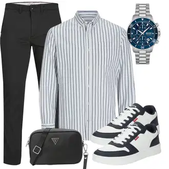 Outfit mit HellBlau/Blau/DunkelBlau/Grau Business Hemd/Casual Hemd/Hemdbluse/Businesshemd/Musselin Hemd/Bügelfreies Hemd Jack & Jones "Old Money Style für Männer"