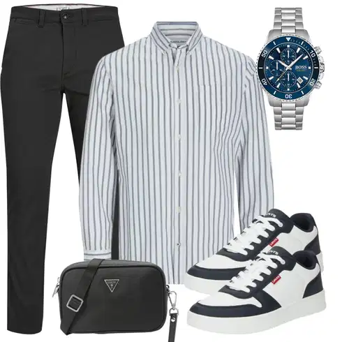 Hellblau/Blau/Dunkelblau/Grau Business Hemd/Casual Hemd/Hemdbluse/BusinessHemd/Musselin Hemd/Bügelfreies Hemd Jack & Jones kombinieren
