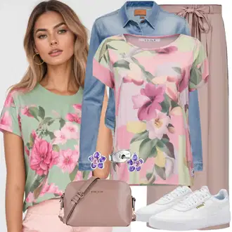 S zakovicama Outfit sa Svjetloplava/Krem/Plava Traper Jakna/Vintage Jakna/Kratka Traper Jakna Zadig & Voltaire "Opusteno Za Ljeto"Look: Motor, S zakovicama, Jahanje