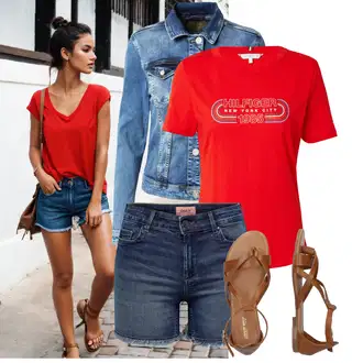 Outfit s Hnědá/Béžová Sandál S T Páskem/Vintage sandál/Páskový Sandál/Gladiátorská sandála/Římská sandála/Letní Bota About You "Módní outfit pro volný čas"
