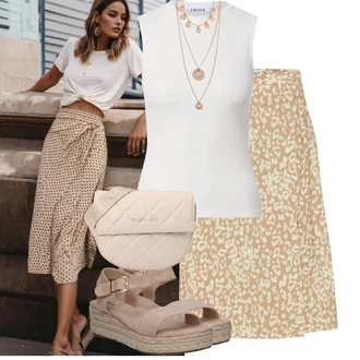 Outfit s Hnědá/Béžová Sandál Dianette/Římská sandála/Sandál S T Páskem/Rybářská sandála/Sandál se suchým zipem About You "Cool outfity na volný čas"