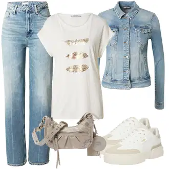 outfit mit Bela/Bež/Khaki/Krem Teddy Superga/Plato-Sneaker/Superge Nizka/Debele Superge Buffalo "Popolna za jesen"