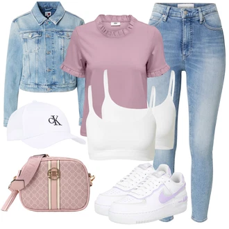 outfit mit Modra/Svetlo modra Usnjena Jakna/Ženske 7/8 Kavbojke/Gležnarji/Capri Kavbojke/Odrezane Kavbojke/Kavbojke Visokega Pasu/Kavbojke z Razporkom/Push up Kavbojke/Kavbojke na Poteg/Moška Usnjena Jakna Calvin Klein Jeans "Popolna za jesen"