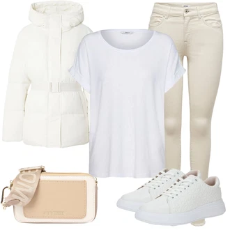 Prevelik outfit mit Bela/Siva/Krem Majica & Top/Srajca & majica velike velikosti/Bluza velika velikost/Tunika Only "Popolna za jesen"Look: Nor, Klasična, Kul, Prevelik, Brez šivov, Preproste