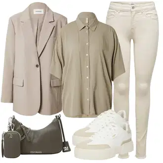 outfit mit Bela/Bež/Khaki/Krem Teddy Superga/Plato-Sneaker/Superge Nizka/Debele Superge Buffalo "Popolna za jesen"