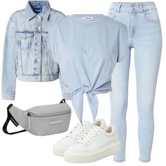 outfit mit Svetlo modra Usnjena Jakna/Ženske 7/8 Kavbojke/Gležnarji/Capri Kavbojke/Odrezane Kavbojke/Kavbojke Visokega Pasu/Kavbojke z Razporkom/Push up Kavbojke/Kavbojke na Poteg/Usnjene Čevlje/Zimska jakna VERO MODA "Popolna za jesen"