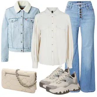 Style Outfits Western mit Svetlo modra/Modra Kavbojke Visokega Pasu/Kavbojke z Razporkom/Moška majica/Šiškata Kavbojka/Culotte Kavbojke/Vintage kavbojke/Široke Kavbojke Polo Ralph Lauren "Popolna za jesen"Look: Stil, 90. leta, Hippie, Western, Stari denar, 70. leta