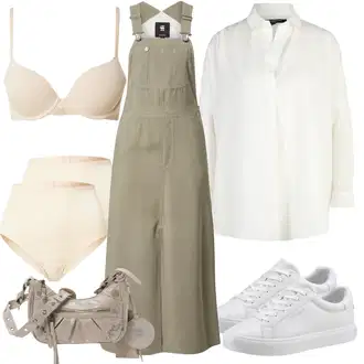 outfit mit Bež/Khaki/Bela Angora Spodnje Perilo/Hlačke/Klasične spodnjice/Hlačke za oblikovanje postave/Hlačke z visokim pasom MAGIC Bodyfashion "Popolna za jesen"