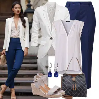 Outfity pro matriční úřad Nevěsta s Krémová/Bílá Kožená bunda/Blejzrové Bund/Blůzové Sako/Teplákový blejzr/Kordové Sako/Bavlněný Sako/Elegantní Sako/Pletený Sako/Krátké Sako/Dvojřadový Sako/Kožená Pánská Bund rÆre by lorena rae, Fialová Sandál Na Širokém Podpatku/Sandál Na Podpatku/Bota Na Podpatku/Platform Sandal/Bota s Platformou/Sandál s podpatkem GLAMOROUS "Perfektní letní kancelářský vzhled"
