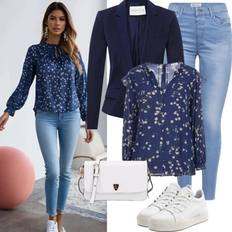 Dlouhé Outfit s Tmavě modrá Dvojřadový Sako/Blejzrové Bund/Blůzové Sako/Kožená bunda/Pletený Sako/Krátké Sako/Lidové Sako Only "Perfektní pro podzim"