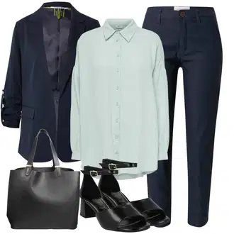 Poletne Outfiti Stari denar mit Temno modra/Modra Hlača velika velikost/Hlače Freequent "poletna obleka"Look: Kul, Pisarna, Stari denar, Pametno priložnostno