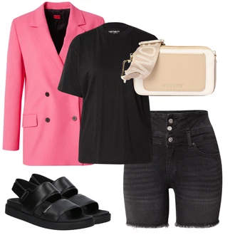 Z ježkom outfit mit Črna/Krem Veganski čevelj/Sandala z visokim gležnjem/Rimski sandal Calvin Klein "poletna obleka"