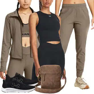 outfit mit Športna majica brez rokavov/Kratki top/Odrezana majica brez rokavov/Majica brez rokavov/Kratka majica Under Armour "poletna obleka"