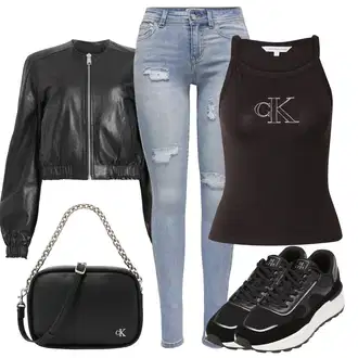 Poletne Outfiti Stari denar mit Črna/Siva Torbica za čez ramo/Vrečka za prenašanje/Torba za čez ramo/Billfold/Mini torbica/Satchel torba/Torba za čez ramo Calvin Klein Jeans "poletna obleka"Look: Klasična, Plemenita, Metal, Pisarna, Stari denar, Pank