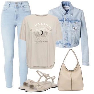 outfit mit Svetlo modra Usnjena Jakna/Ženske 7/8 Kavbojke/Gležnarji/Capri Kavbojke/Odrezane Kavbojke/Kavbojke Visokega Pasu/Kavbojke z Razporkom/Push up Kavbojke/Kavbojke na Poteg/Usnjene Čevlje/Zimska jakna VERO MODA "poletna obleka"