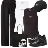 Črna, Srebrna Superga outfiti za dame image