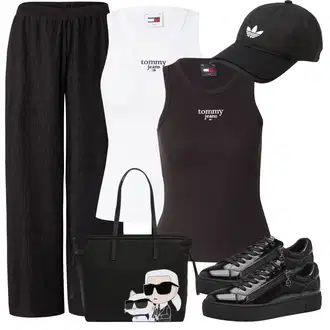 outfit mit Črna Usnjene superge/Superge Nizka/Plato-Sneaker/Ozka superga/Superge Z Bočno Zadrgo Tamaris "Poletni outfit"