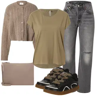 Style Outfits Western mit Svetlo siva/Siva/Temno siva Odrezane Kavbojke/Dad Kavbojka/Girlfriend Kavbojke/Kavbojke Visokega Pasu/Kavbojke z Razporkom/Kavbojke z Luknjo/Mom Jean/Vintage kavbojke/Zimska jakna levi's ® "Poletni outfit"Look: 90. leta, Pank, Vintage, Western, Divji zahod