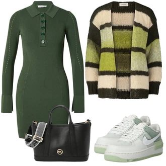 outfit mit Temno zelena/Zelena Obleka s ščitnikom za vrat/Zimska Obleka Zimska Pletena Obleka/Pletena Obleka/Pulover Obleka/Polo Obleka PATRIZIA PEPE "Poletni outfit"