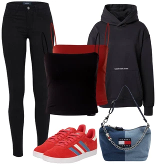Nogomet outfit mit Rdeča/Temno rdeča Superge Luknjasta/Superge Nizka/Ozka superga/Poletne superge/Vintage superga Adidas Originals "poletni videz"Look: Bejzbol, Rokomet, Nogomet, Skejtanje