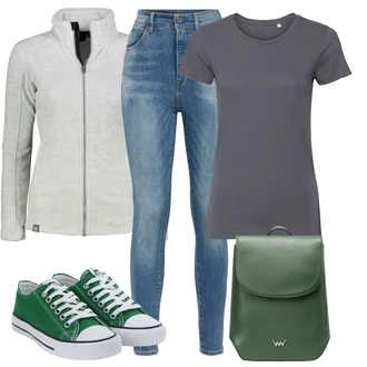 Flis outfit mit Siva/Svetlo siva HANNAH "poletni videz"