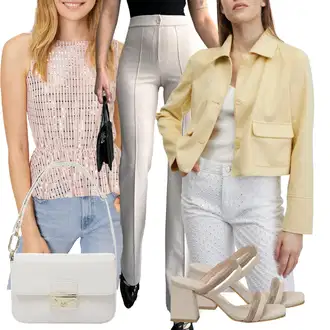 outfit mit Bež/Khaki/Rjava/Bela/Krem Hlače z Visokim Pasom/Razširjena Hlača/Bootcut Hlača/Hlača z Razporkom/Na Zvonec Pajkica/Zvončaste Hlače/Obleka Hlača dewberry "poletni videz"