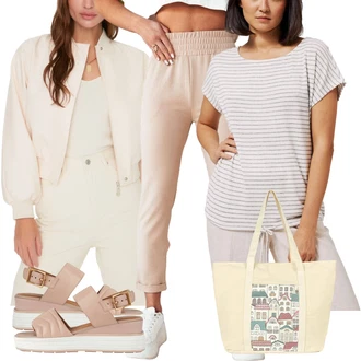 outfit mit Bež/Rjava/Roza Poletne superge/Ribiška sandala/Rimski sandal/Čevelj s trakom/Poletni Čevelj/Sandala Udobna/Sandala z zapiranjem na ježka Geox "poletni videz"