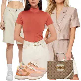 Prevelik outfit mit Bež/Khaki Majica Kratka Hlača/Paperbag-Kratke hlače/Kratke hlače Musselin/Chino Kratke hlače/Cargo Kratke hlače/Bermuda/Baggy Kratke hlače Urban Classics "poletni videz"Look: Priložnostne, Egirl, Prevelik, Safari, Pametno priložnostno, Unisex, Delovna oblačila