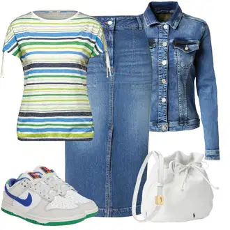 outfit mit Modra/Svetlo modra Plašč/Jakna/Bluza velika velikost Gang "poletni videz"