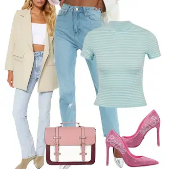Naguban ovratnik outfit mit Khaki/Bež Dvojna jakna/Poletna jakna/Slip-on jakna/Pomladna jakna/Kratka Jakna/Jesenska jakna/Rebrast Žamet Jakna/Dolga jakna/Bouclé Jakna/Volna Jakna Trendyol "poletni videz za elegantne ženske"