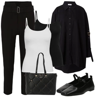outfit mit Črna/Bela Srajca & majica velike velikosti/Bluza velika velikost/Kopalke velike velikosti/Žensko spodnje perilo in kopalke Only "poletni videz za elegantne ženske"