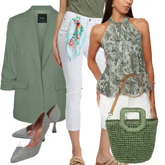 outfit mit Temno zelena/Zelena/Turkizna/Svetlo zelena Majica brez rokavov/party Majica/Čipkasta srajca/Čipkasti top/Moški čevlji/Zgornji del bluze Trendyol "poletni videz za elegantne ženske"