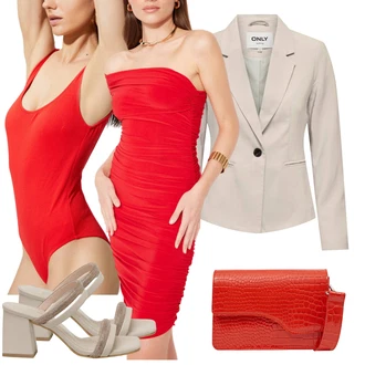 outfit mit Bež/Khaki/Rjava Sandal z blok peto/Sandala s peto butigo "poletni videz za elegantne ženske"