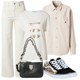 outfit mit Zelena/Khaki/Bela/Bež/Siva Srajca & majica velike velikosti/Majica & Top/Bluza velika velikost About You "poletni videz za elegantne ženske"