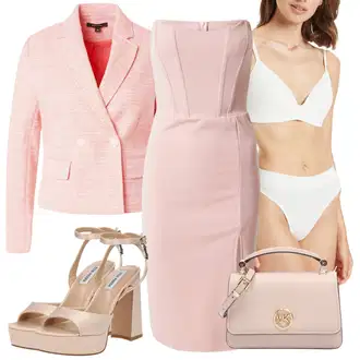 Z biseri outfit mit Roza/Rjava/Bež Torba za čez ramo/Vrečka za prenašanje/Billfold/Mini torbica/Satchel torba MICHAEL Michael Kors "poletni videz za elegantne ženske"