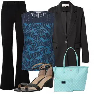 Poletne Outfiti Stari denar mit Črna/Bela/Rjava Sandal z blok peto/Sandala/Sandala s peto Polo Ralph Lauren "poletni videz za elegantne ženske"Look: 20-ta leta, Eleganten, Plemenita, Kul, Stari denar, Pametno priložnostno