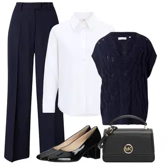 Poletne Outfiti Stari denar mit Črna/Rjava/Bela/Modra Poslovna Obutev/Udobna črpalka/Črpalka z Nizko Petom Högl "poletni videz za elegantne ženske"Look: Eleganten, Francoski, Pisarna, Stari denar