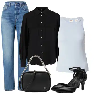 Poletne Outfiti Stari denar mit Črna/Siva Torbica za čez ramo/Vrečka za prenašanje/Torba za čez ramo/Billfold/Mini torbica/Satchel torba/Torba za čez ramo Calvin Klein Jeans "poletni videz za elegantne ženske"Look: Klasična, Plemenita, Metal, Pisarna, Stari denar, Pank